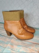 Brązowo rude kozaczki botki na obcasie rozmiar 38