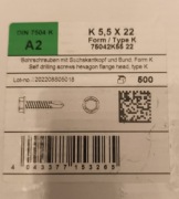 Wkręty samowiercące 5,5x22mm A2 500szt