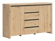 Komoda Larios 143 cm z 2 drzwiami i 4 szufladami dąb artisan/czarny