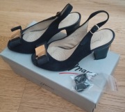 Sandałki damskie na obcasie 35 skórzane skóra naturalna Marco shoes