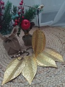 ZESTAW 5 SZT BOMBEK ZŁOTE BOMBKI METALOWE listki liść OZDOBA WYPRZEDAŻ