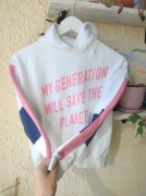 Bawełniana ciepła bluza z kapturem dla dziewczynki różowy napis świecący 