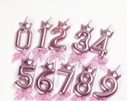 Świeczka Cyferka 0-9 Z Koroną RÓŻOWA 