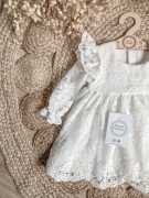 Sukienka na chrzest KORNELIA do chrztu muślin koronka boho ecru 80