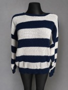 Granatowo biały sweter oversize XS Shein (311)