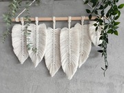 DUŻA MAKRAMA LIŚCIE PIÓRA KREMOWE XL DUŻA BOHO