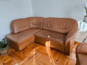 Narożnik skórzany z funkcją spania + fotel