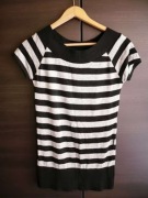 Kup 3 rzeczy zapłać za 2,czarno-szary sweter w pasy na krótki rękaw Iz 36 s