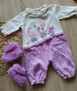 Śpiochy welurowe 3-6 mcy + cieplutkie bambosze