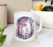 Magiczny Las w stylu akwarela piekny kubek prezent magiczny pejzaz fantasy