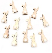 Króliczki Wielkanocne Zajączki drewniane samoprzylepne 12 szt.