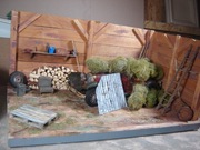 Diorama do modeli 1:18 znalezionych w stodole z Mercedesem 500K Bburago 