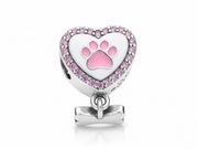 Zawieszka srebrna 925 charms serce z łapką psa