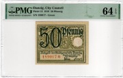 Wolne Miasto Gdańsk, 50 fenigów 1919 - zielony - PMG 64 EPQ