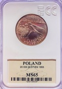 20000 Złotych Jaskółki 1993 NGC MS 65