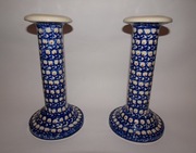 Bolesławiec, 2 świeczniki, ceramika Bolesławiec, ceramiczne świeczniki