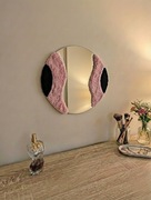 Lustro Tufting Handmade Różowo-Czarne Aesthetic Lekkie Bezpieczne