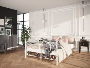 Łóżko metalowe + stelaż BIAŁE 160x200