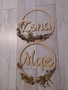 Drewniany napis Żona Mąż