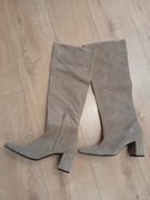 Zara  kozaki damskie skórzane natural skóra rozmiar 39 na obcasie nowe