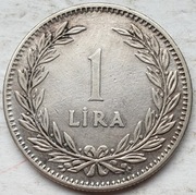 Turcja 1 lira 1948 7,5g Ag 600