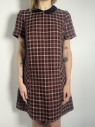 Sukienka w kratkę z kołnierzykiem, klasyczna, vintage rozm. L George