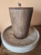 Drewniana misa patera talerz plus pojemnik. Decoupage.