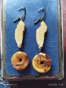 Kolczyki bursztyn perła 