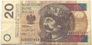 Banknot 20 zł  2016 rok unikat AZ 6037403