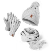 KOMPLET ZIMOWY CZAPKA DAMSKA ZIMOWA + SZAL+ RĘKAWICZKI DOTYKOWE HEYO