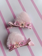 Spinki do włosów z kocimi uszkami. 2 sztuki. Kolor: różowy