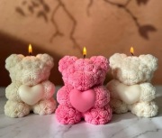 Forma silikonowa MIŚ RÓŻANY Z SERCEM DUŻY do świec gipsu wosku sojowego DIY