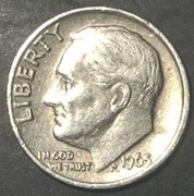 Moneta One Dime Roosevelt 1965 destrukt