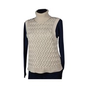 Beżowy bezrękawnik golf Jack & Jones L warkocz casualowy klasyczny