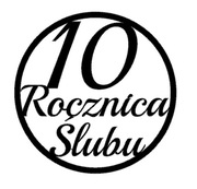 Napis 10 rocznica ślubu 37 cm wycinane laserowo czarne złote naturalne