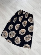 granatowa spódnica midi w słoneczniki XXL 44