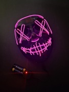 Maska LED 3tryby świecenia dla DJ techno Cosplay Karnawał Przerażająca Neon