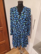 Sukienka czarna w niebieskie kwiaty, koktajlowa marki: Kenzo,rozm. 38