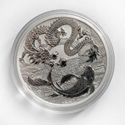 1 uncja srebra oz DRAGON KOI Moneta srebrna SMOK Ryba Chinese Myths Legends