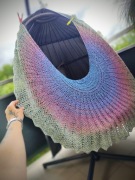Chusta na szydełku handmade skrzydła ombre XXL