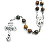 Różaniec Tygrysie oko, ręcznie robiony 8 mm 