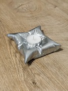 SREBRNY świecznik dekoracyjny imitacja PODUSZKI idealna dekoracja PREZENT