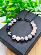 Bransoletka - jaspis dalmatyński, jaspis zebra, agat, hematyt