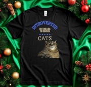 Czarna  męska  koszulka z nadrukiem  Kota