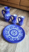 Ceramika turecka zestaw dzbany talerz cobalt blue oriental boho Turcja