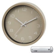 NOWY ZEGAR ŚCIENNY TYKAJĄCY NA ŚCIANĘ BEŻOWY WALL CLOCK BEIGE PLUS BATERIA