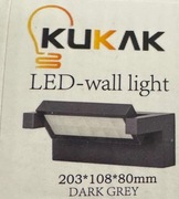 KUKAK Kinkiet LED Ścienny Nowoczesny Ciemnoszary 
