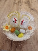 Koszyczek szydełkowy Wielkanoc Stroik 