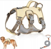Wielofunkcyjna uprząż dla psa ze smyczą rozmiar M 38-54cm beżowa