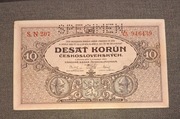 Czechosłowacja, 10 Korun 1927 r. Specimen